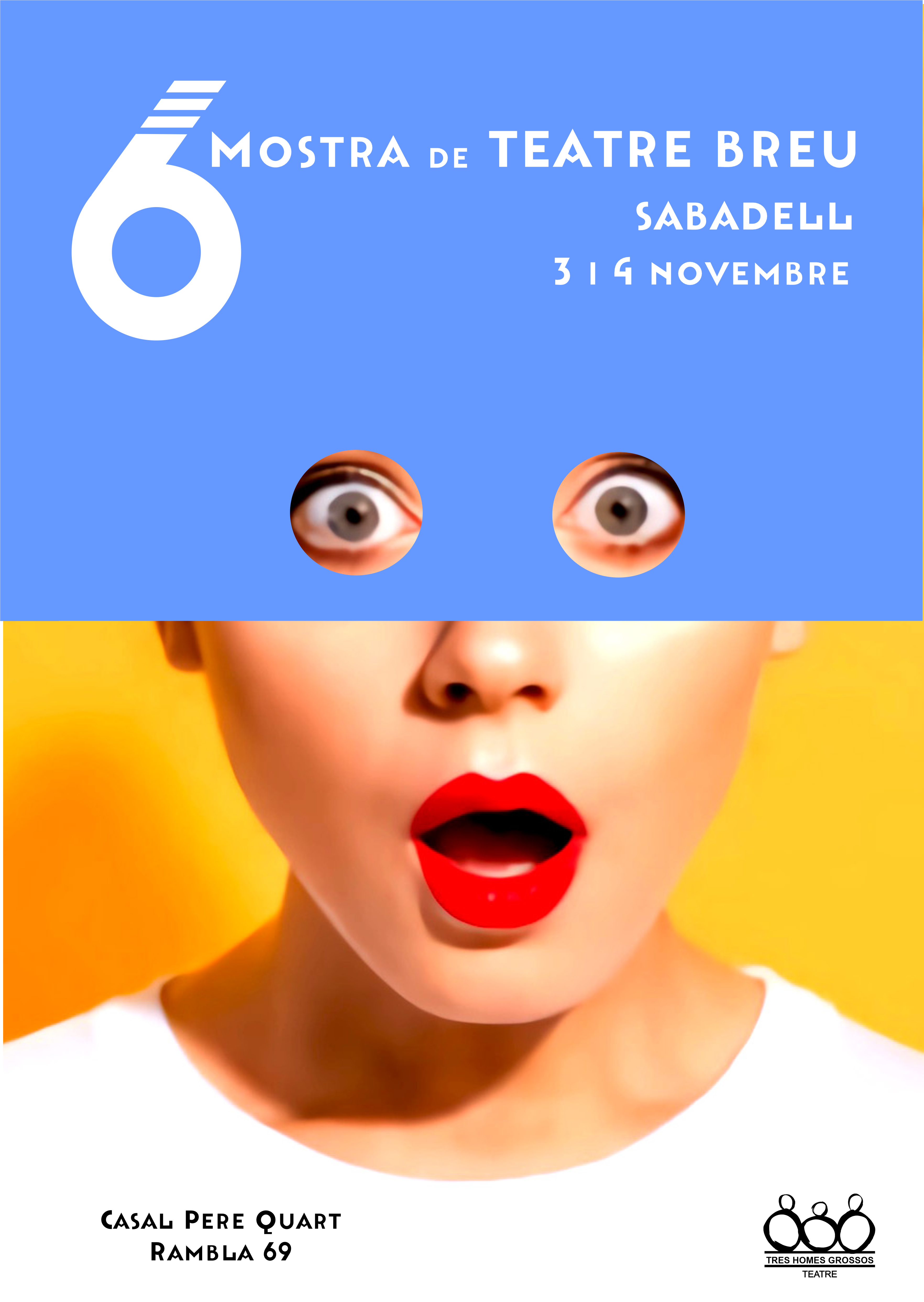 cartell 6 mostra de microteatre Sabadell. Tres Homes Grossos